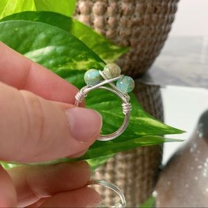 3 Bead, Crown Style Wire Ring